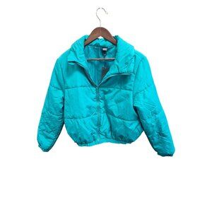 Wild Fable Womens Cropped Puffer Jacket Teal Size S Polyester Winter Wear